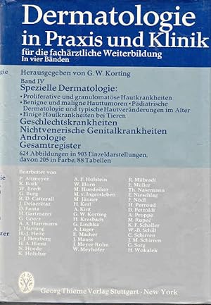 Bild des Verkufers fr Dermatologie in Praxis und Klinik fr die fachrztliche Weiterbildung; Teil: Bd. 4., Spezielle Dermatologie, Geschlechtskrankheiten, nichtvenerische Genitalkrankheiten, Andrologie. bearb. von P. Altmeyer . zum Verkauf von AMAHOFF- Bookstores