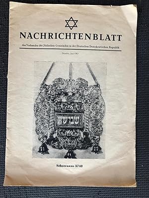 Immagine del venditore per Nachrichtenblatt der Verbandes der Juedischen Gemeinden in der Deutschen Demokratischen Republik, Dresden, Juni 1983 venduto da Cragsmoor Books