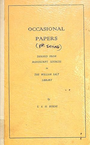 Imagen del vendedor de Occasional Papers (1st series). Derived from Manuscript Sources in The William Salt Library. a la venta por WeBuyBooks