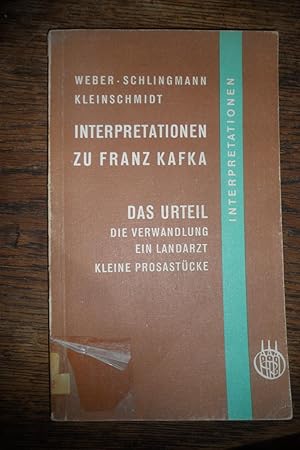 Immagine del venditore per Interpretationen zu Franz Kafka. Das Urteil / Die Verwandlung / Ein Landarzt / Kleine Prosastcke. venduto da Antiquariat Floeder