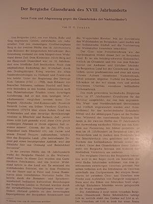 Immagine del venditore per Der Bergische Glasschrank des XVIII. Jahrhunderts. Seine Form und Abgrenzung gegen Glasschrnke der Nachbarlnder. Sonderdruck venduto da Antiquariat Weber