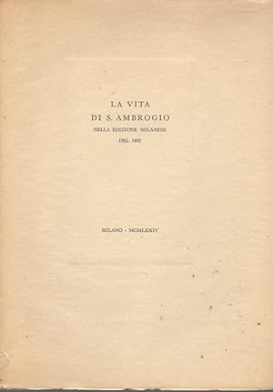 La vita di S. Ambrogio nell'edizione milanese del 1492