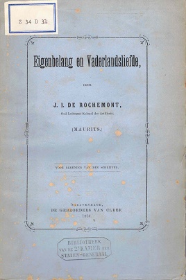Imagen del vendedor de Eigenbelang en vaderlandsliefde a la venta por Antiquariaat van Starkenburg