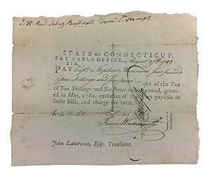 Revolutionary War Pay Voucher dated August 27, 1782 authorizing Payment of Four Pounds, fifteen S...