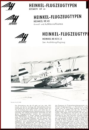 Imagen del vendedor de HEINKEL FLUGZEUGTYPEN, 38 DATENBLTTER; a la venta por Lehmann Daniel