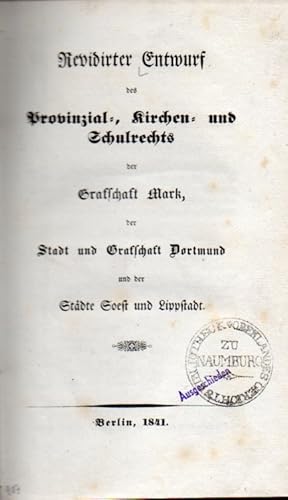 Revidirter Entwurf des Provinzial-, Kirchen- und Schulrechts der