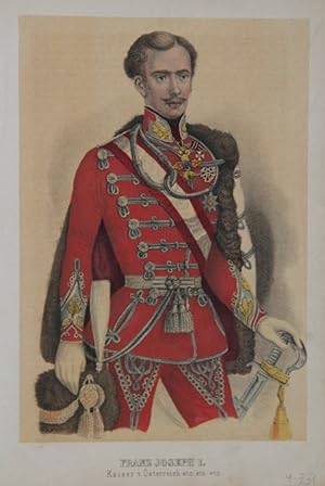 Imagen del vendedor de Portrait. Kniestck in roter Uniform. Farbige Lithographie, unten mit gedruckter Bezeichnung. a la venta por Antiquariat  Braun