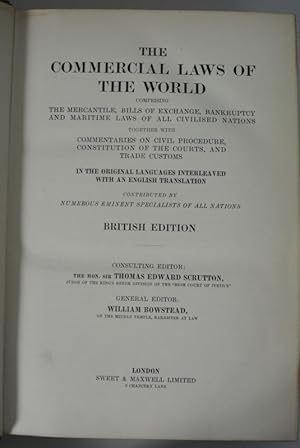 Seller image for The Commercial Laws of the World, Comprising the Mercantile, Bills of Exchange, Bankruptcy and Maritime Laws of Civilised Nations. British edition. Vol. 1: The Argentine Republic and Uruguay. for sale by Antiquariat Bookfarm