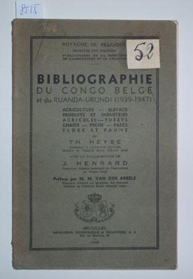 Bild des Verkufers fr Bibliographie du Congo Belge et du Ruanda-Urundi (1939 - 1947)   agriculture   elevage produits et industries agricoles   forets chasse   peche   parcs flore et faune. zum Verkauf von Antiquariat Welwitschia Dr. Andreas Eckl