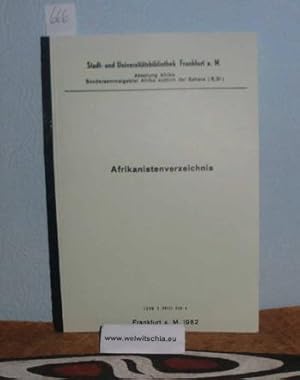 Bild des Verkufers fr Afrikanistenverzeichnis (Stadt- und Universittsbibliothek Frankfurt a. M., Abteilung Afrika, Sondersammelgebiet Afrika sdlich der Sahara). zum Verkauf von Antiquariat Welwitschia Dr. Andreas Eckl