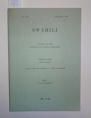 Bild des Verkufers fr Swahili. Journal of the Institute of Swahili Research. Vol. 36 / 2, September 1966. zum Verkauf von Antiquariat Welwitschia Dr. Andreas Eckl
