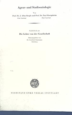 Seller image for Agrar- und Stadtsoziologie; Sonderdruck aus: Die Lehre von der Gesellschaft; for sale by books4less (Versandantiquariat Petra Gros GmbH & Co. KG)