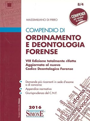 Bild des Verkufers fr Compendio di ordinamento e deontologia forense zum Verkauf von Librodifaccia