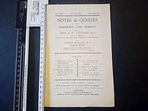 Notes and Queries for Somerset and Dorset Vol XXVI August 1951 Part CCXLVIII