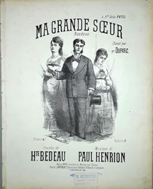 Seller image for Ma grande soeur. Rondeau. Chant par Mmme. Duparc for sale by Paul van Kuik Antiquarian Music