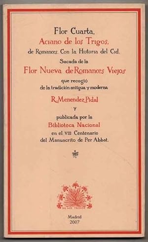 Bild des Verkufers fr FLOR CUARTA, ACIANO DE LOS TRIGOS, DE ROMANCES. HISTORIA CID - R.MENENDEZ PIDAL zum Verkauf von UNIO11 IMPORT S.L.