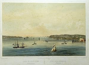 1856 Muy rara y escasa vista de NUEVA YORK New York desde Staten Island 48x30cm.