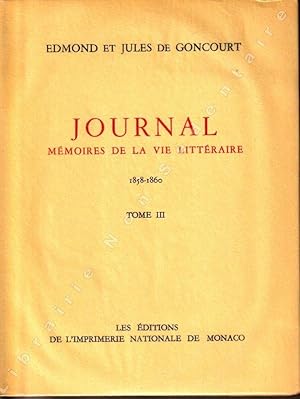 Seller image for Journal Mmoires de la vie Littraire 1858-1860 for sale by ARTLINK