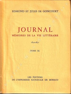 Seller image for Journal Mmoires de la Vie Littraire 1870-1871 for sale by ARTLINK