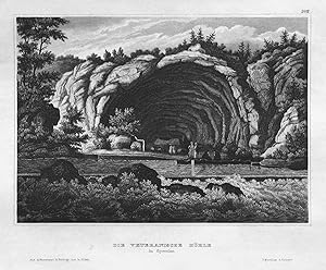 Bild des Verkufers fr Die Veteranische Hhle in Syrmien" - Syrmien Veteranische Hhle Serbien Serbia Ansicht view steel engraving zum Verkauf von Antiquariat Steffen Vlkel GmbH