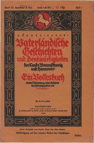 Bild des Verkufers fr Vaterlndische Geschichten und Denkwrdigkeiten der Lande Braunschweig und Hannover; Band III: Hannover II. Teil, Heft 7. Unter Mitw. vieler Fachleute neu hg. v. F. Fuhse. [Einzeheft]. zum Verkauf von Schrmann und Kiewning GbR