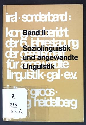 Seller image for Soziolinguistik und Angewandte Linguistik; Kongressbericht der 6. Jahrestagung der Gesellschaft fr Angewandte Linguistik GAL e.V.; for sale by books4less (Versandantiquariat Petra Gros GmbH & Co. KG)