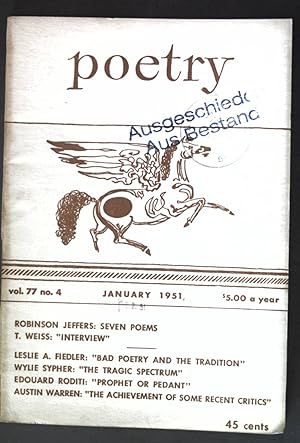 Bild des Verkufers fr Bad Poetry and the Tradition; in: Vol. 77 No. 4 Poetry - A Magazine of Verse; zum Verkauf von books4less (Versandantiquariat Petra Gros GmbH & Co. KG)