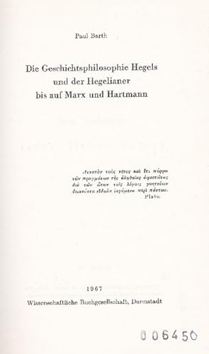 Bild des Verkufers fr Geschichtsphilosophie Hegels und der Hegelianer, Die. zum Verkauf von La Librera, Iberoamerikan. Buchhandlung