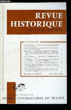 Image du vendeur pour Revue historique n 477 - Les buts de guerre du gouvernement franais (1914-1918) par Pierre Renouvin, Isidore de Sville et les origines de la culture mdivale par Henri Irne Marrou, Contribution a l'tude des milieux culturels dans le Proche Orient mis en vente par Le-Livre