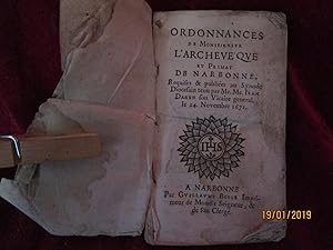 Image du vendeur pour ORDONNANCES de Monseigneur l'ARCHEVQUE et PRIMAT de NARBONNE [ Franois FOUQUET ou FOUCQUET ] .publies par Jean DAGEN - 24 Novembre 1671 mis en vente par LA FRANCE GALANTE