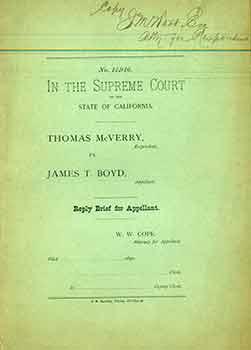No. 12,916 In The Supreme Court of the State of California: Thomas McVerry, Respondent vs. james ...