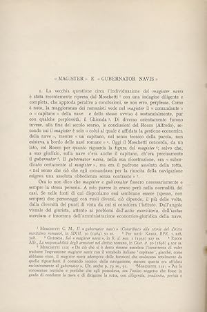 Immagine del venditore per Magister e Gubernator navis. venduto da Libreria Oreste Gozzini snc