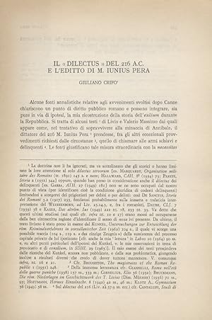 Image du vendeur pour Il dilectus del 216 a.c. e l'editto di M. Iunius Pera. mis en vente par Libreria Oreste Gozzini snc