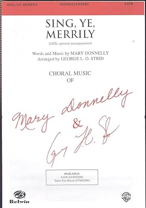 Image du vendeur pour Sing ye merrily, SATB, optional accompaniement [Choral Music of Mary Donnelly & George H. Strid (Series)] mis en vente par Joseph Valles - Books