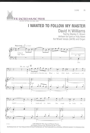 Seller image for I wanted to follow my master, anthem for Lent or Holy Week for sale by Joseph Valles - Books