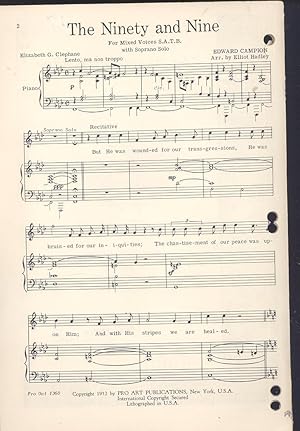 Image du vendeur pour The ninety and nine [The 90 and 9], for mixed voices SATB with soprano solo [and piano accompaniment] mis en vente par Joseph Valles - Books