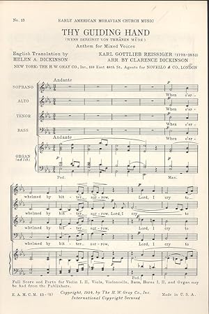 Immagine del venditore per Thy guiding hand (Wenn dereinst von Traenen muede), Anthem for mixed voices [Early American Moravian Church Music (Series)] venduto da Joseph Valles - Books