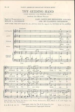 Image du vendeur pour Thy guiding hand (Wenn dereinst von Traenen muede), Anthem for mixed voices [Early American Moravian Church Music (Series)] mis en vente par Joseph Valles - Books