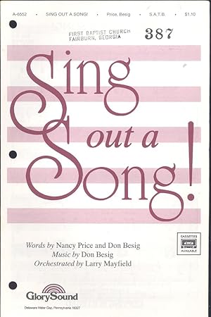 Bild des Verkufers fr Sing out a song, for SATB voices, accompanied zum Verkauf von Joseph Valles - Books