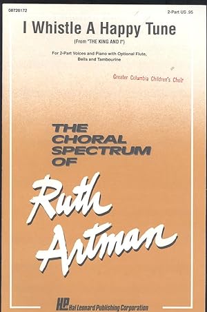 Bild des Verkufers fr I whistle a happy tune, from The King and I, for 2-part voices and piano with optional flute, bells and tambourine [THe Choral Spectrum of Ruth Artman (Series)] zum Verkauf von Joseph Valles - Books