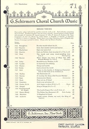 Seller image for Open our eyes, anthem for chorus of mixed voices [G. Schirmer's Choral Church Music] for sale by Joseph Valles - Books
