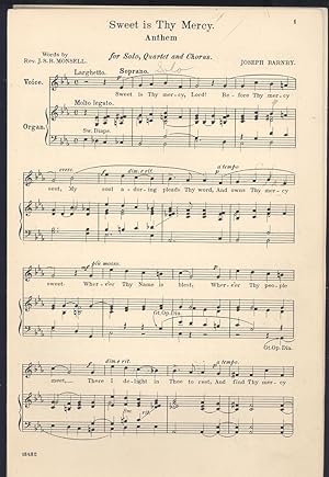 Seller image for Sweet is Thy mercy, anthem for solo, quartet and chorus (and organ) [G. Schirmer's Standard Church Music - General Anthems (Series)] for sale by Joseph Valles - Books