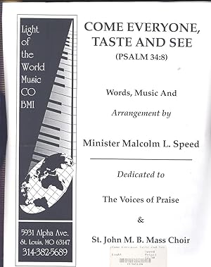 Imagen del vendedor de Come everyone, taste and see (Psalm 34:8) a la venta por Joseph Valles - Books