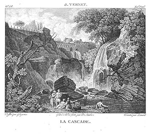 La cascade [La cascade à Tivoli]. GALERIE DU MUSÉE NAPOLÉON - Nº 56 de la Ière Série des eaux-for...