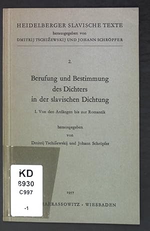 Immagine del venditore per Berufung und Bestimmung des Dichters in der slavischen Dichtung; Heidelberger Slavische Texte, Heft 2; venduto da books4less (Versandantiquariat Petra Gros GmbH & Co. KG)