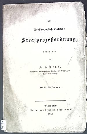 Bild des Verkufers fr Die Groherzoglich Badische Strafprozeordnung; zum Verkauf von books4less (Versandantiquariat Petra Gros GmbH & Co. KG)