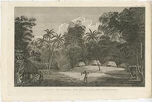 Antique Print of the Grave-Yard of Tongataboo by Cook (1803)