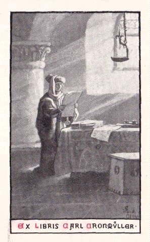 Imagen del vendedor de Exlibris fr Carl Cronmller. Lichtdruck von Adolf Closs, Stuttgart. a la venta por Antiquariat Heinz Tessin