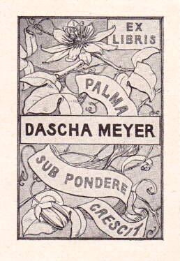 Bild des Verkufers fr Exlibris fr Dascha Meyer. Klischedruck. zum Verkauf von Antiquariat Heinz Tessin