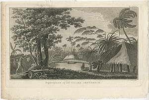 Antique Print of a Cemetery on Amsterdam Island by Cook (1803)